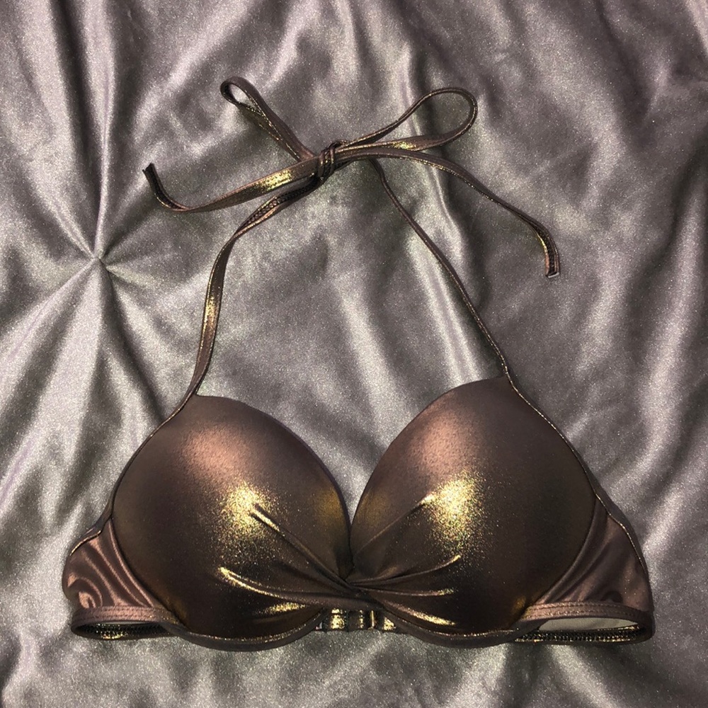 ❌SOLD❌ 
Small Metallic Gold Push-up Swim Top